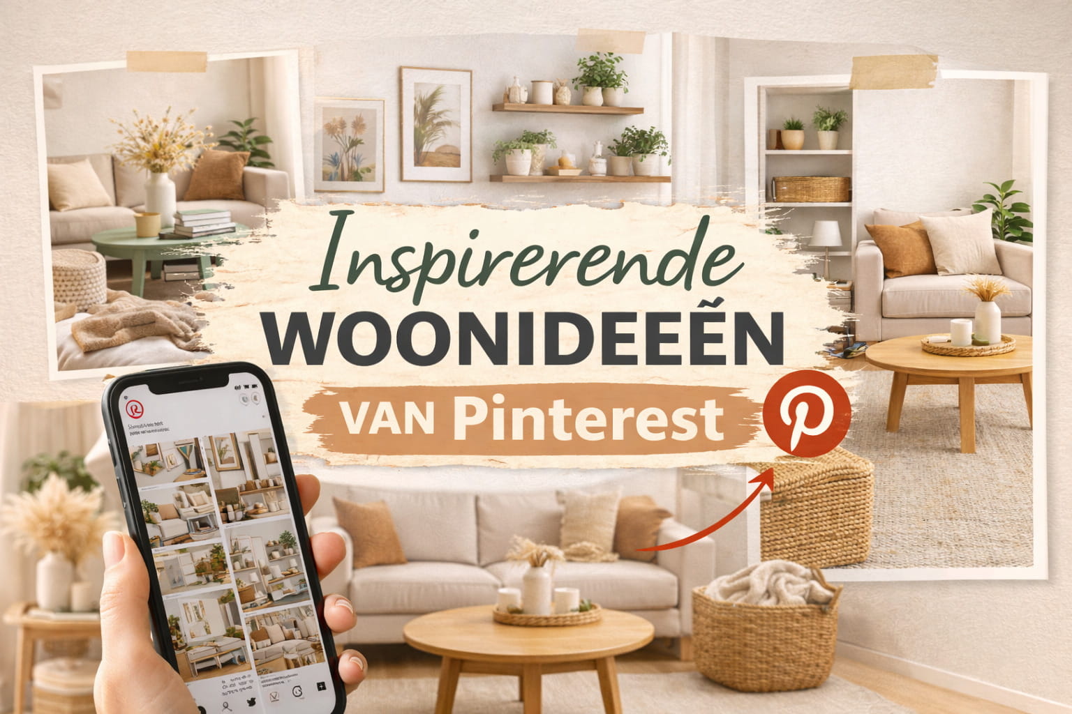 Headerafbeelding met de tekst Inspirerende woonideeën van Pinterest in een gezellige woonkamer met interieur inspiratie